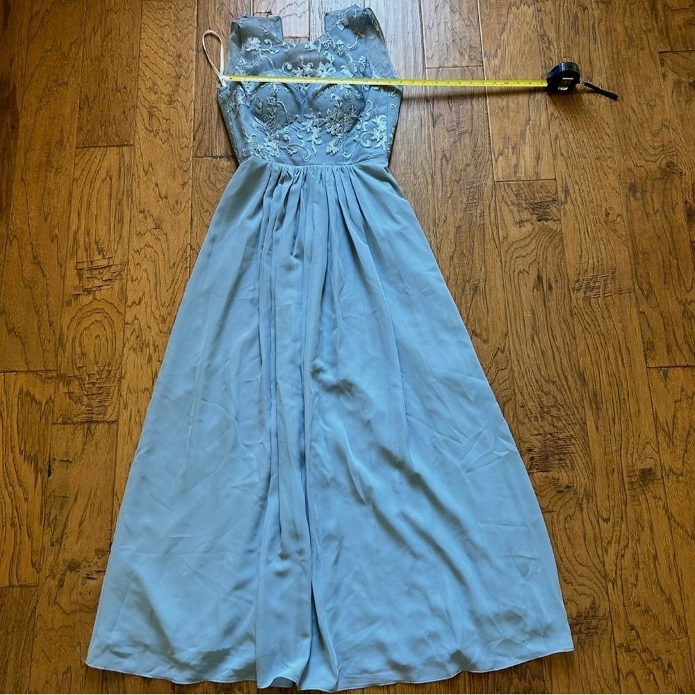 KF Bridal Sleeveless Blue Lace Chiffon Gown Size 2 Formal Prom Evening - Picture 3 of 8